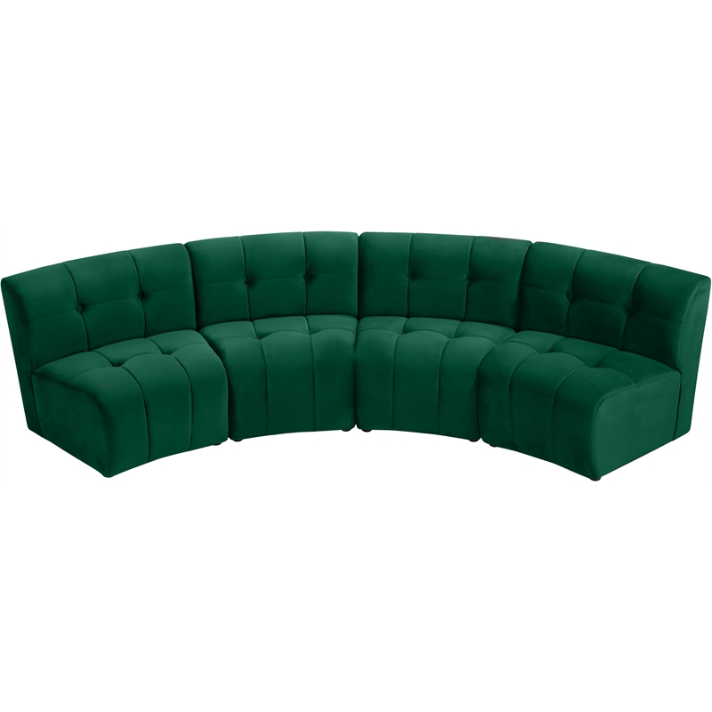 Meridian Furniture Limitless Green Velvet Modular 4 Piece Sectional