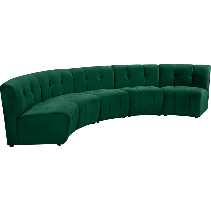 Meridian Furniture Limitless Green Velvet Modular 5 Piece Sectional