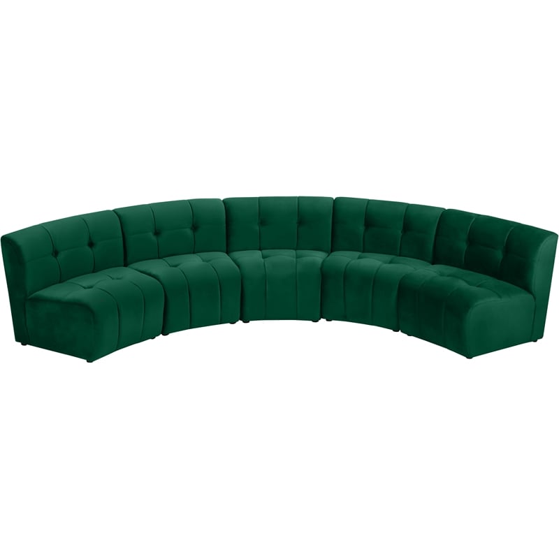 Meridian Furniture Limitless Green Velvet Modular 5 Piece Sectional