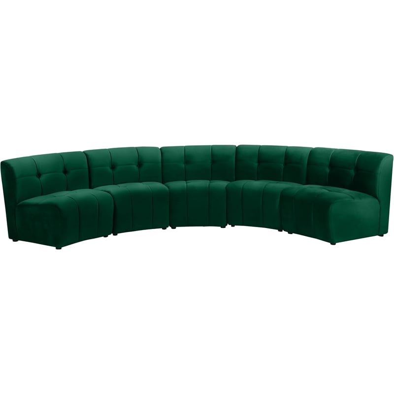 Meridian Furniture Limitless Green Velvet Modular 5 Piece Sectional