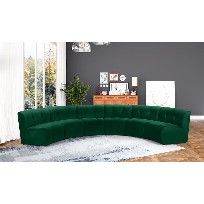 Meridian Furniture Limitless Green Velvet Modular 6 Piece Sectional