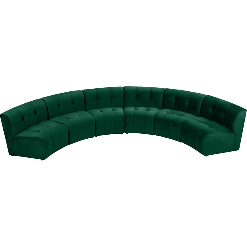 Meridian Furniture Limitless Green Velvet Modular 6 Piece Sectional