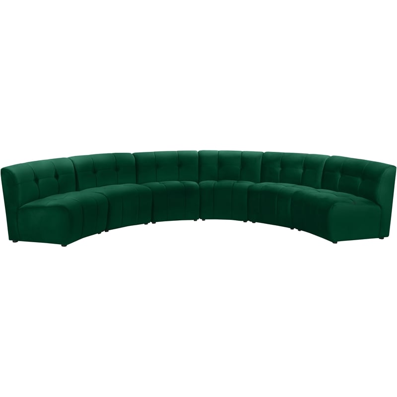 Meridian Furniture Limitless Green Velvet Modular 6 Piece Sectional