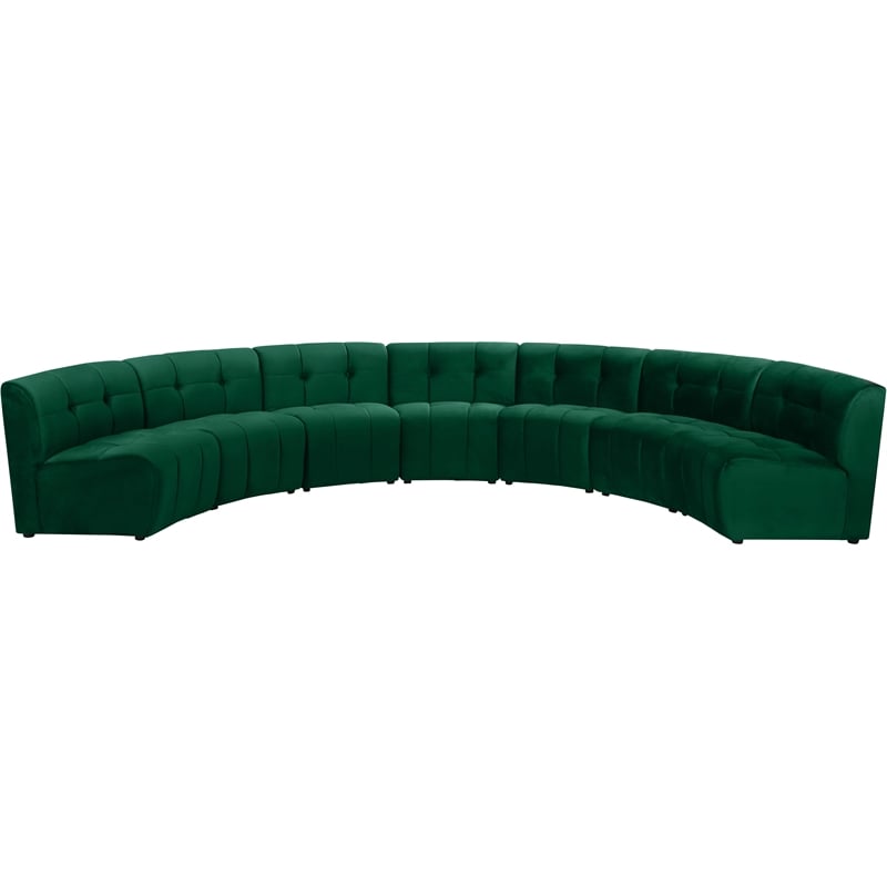 Meridian Furniture Limitless Green Velvet Modular 7 Piece Sectional