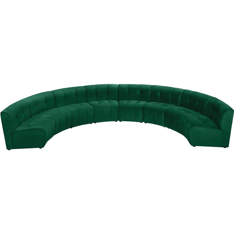 Meridian Furniture Limitless Green Velvet Modular 8 Piece Sectional
