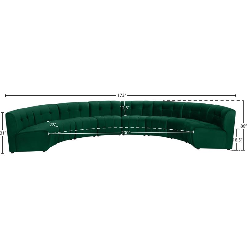 Meridian Furniture Limitless Green Velvet Modular 8 Piece Sectional