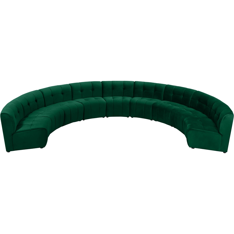 Meridian Furniture Limitless Green Velvet Modular 9 Piece Sectional