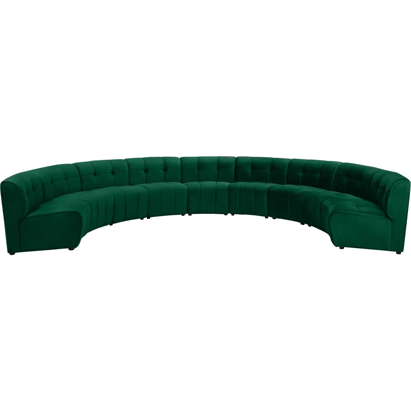 Meridian Furniture Limitless Green Velvet Modular 9 Piece Sectional