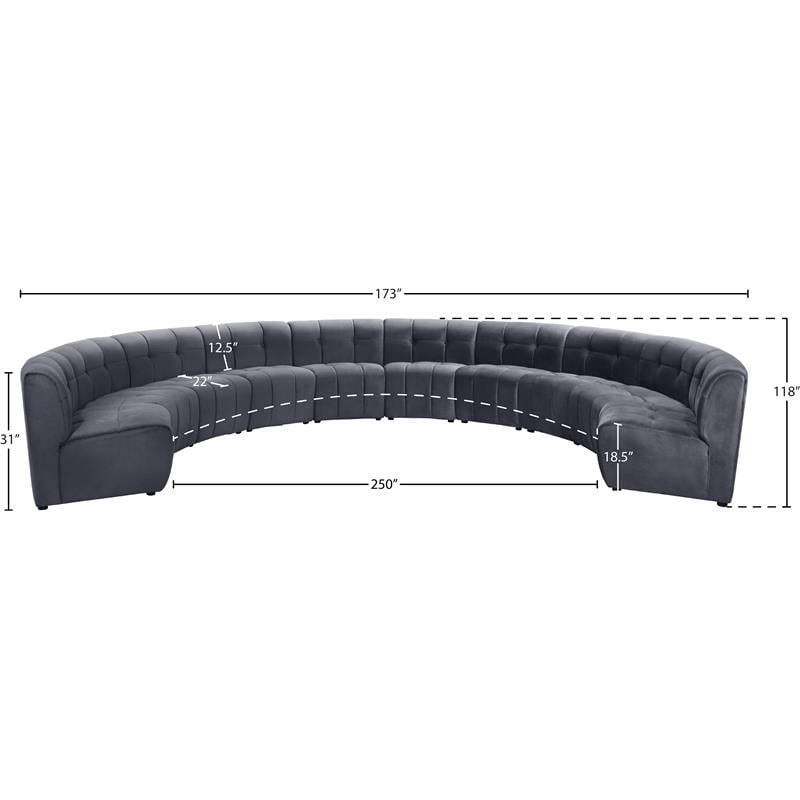 Meridian Furniture Limitless Gray Velvet Modular 10 Piece Sectional