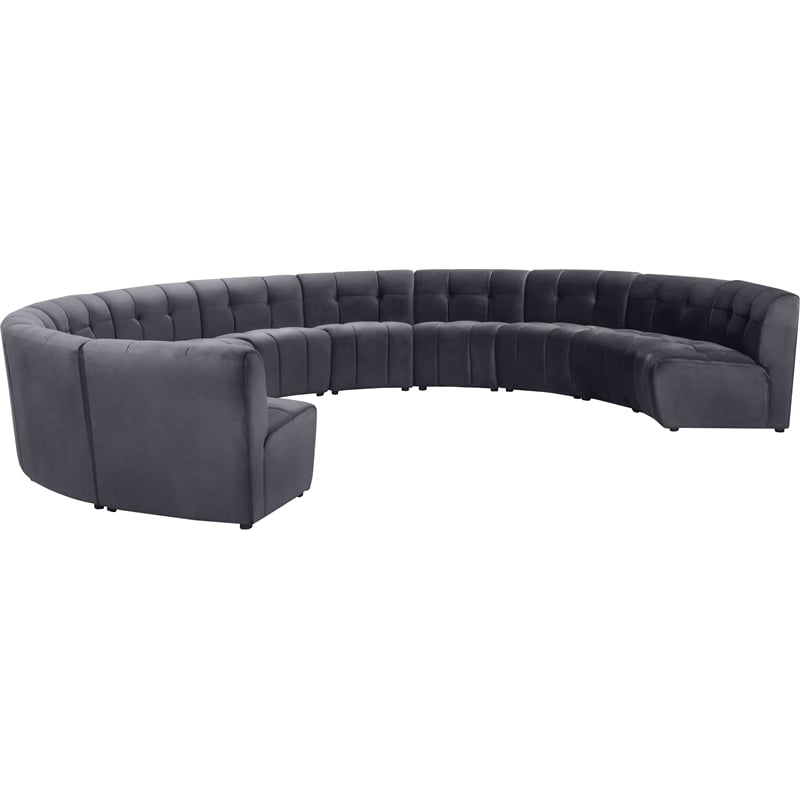 Meridian Furniture Limitless Gray Velvet Modular 11 Piece Sectional