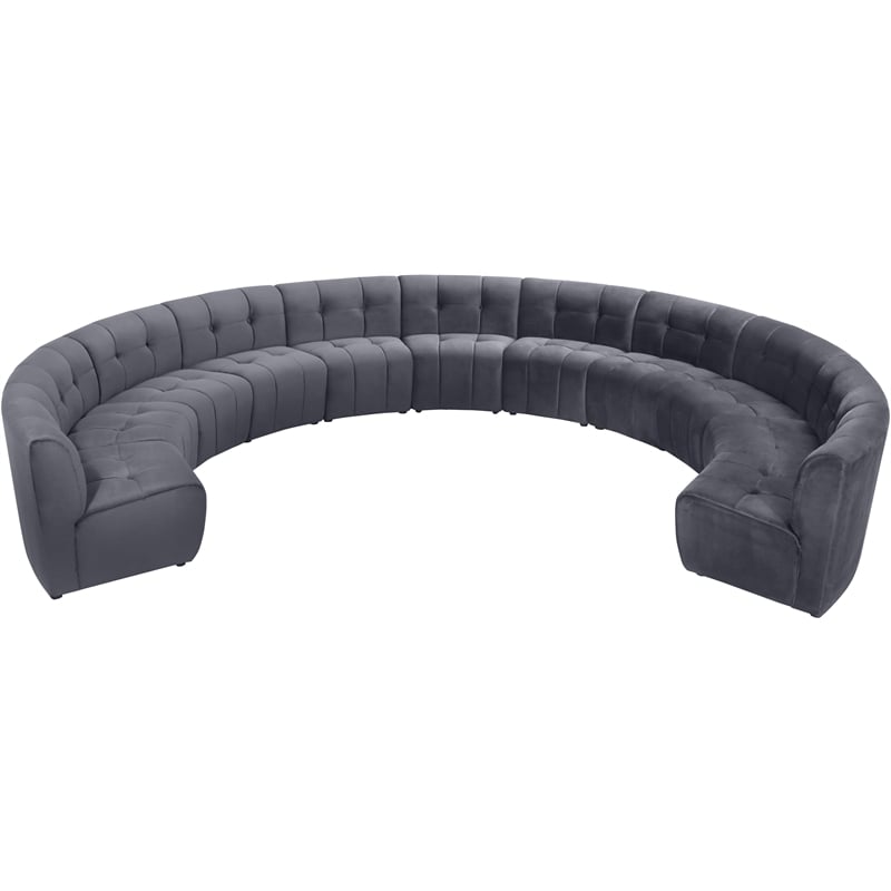 Meridian Furniture Limitless Gray Velvet Modular 11 Piece Sectional