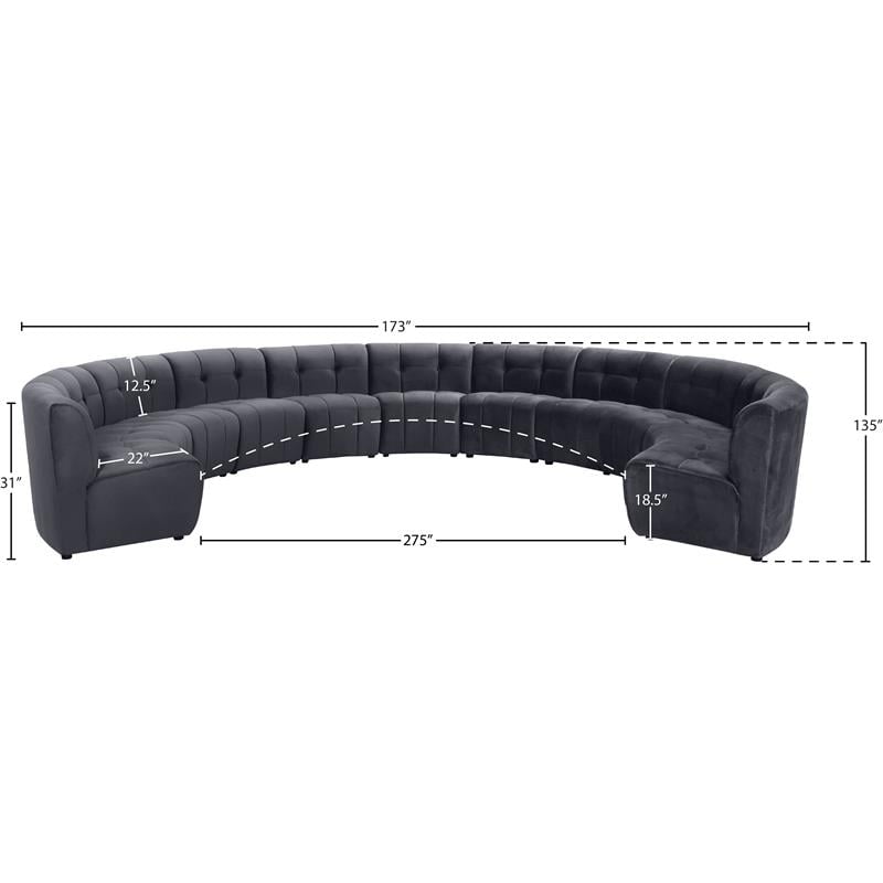 Meridian Furniture Limitless Gray Velvet Modular 11 Piece Sectional