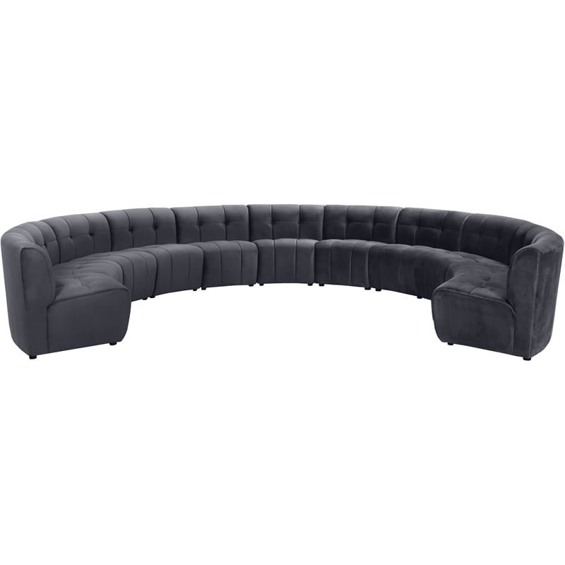 Meridian Furniture Limitless Gray Velvet Modular 11 Piece Sectional