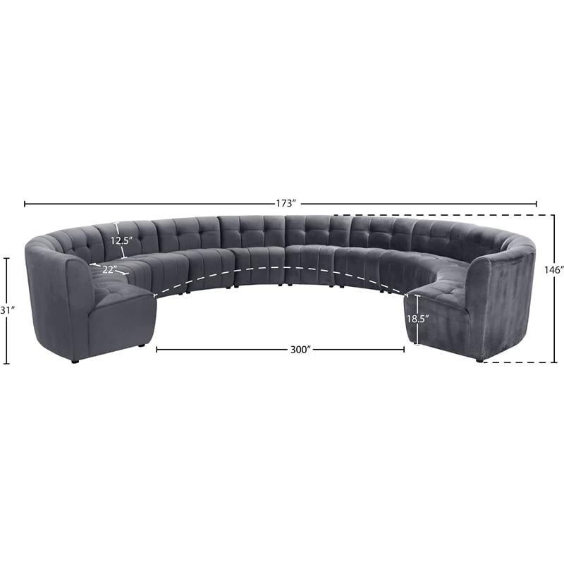 Meridian Furniture Limitless Gray Velvet Modular 12 Piece Sectional