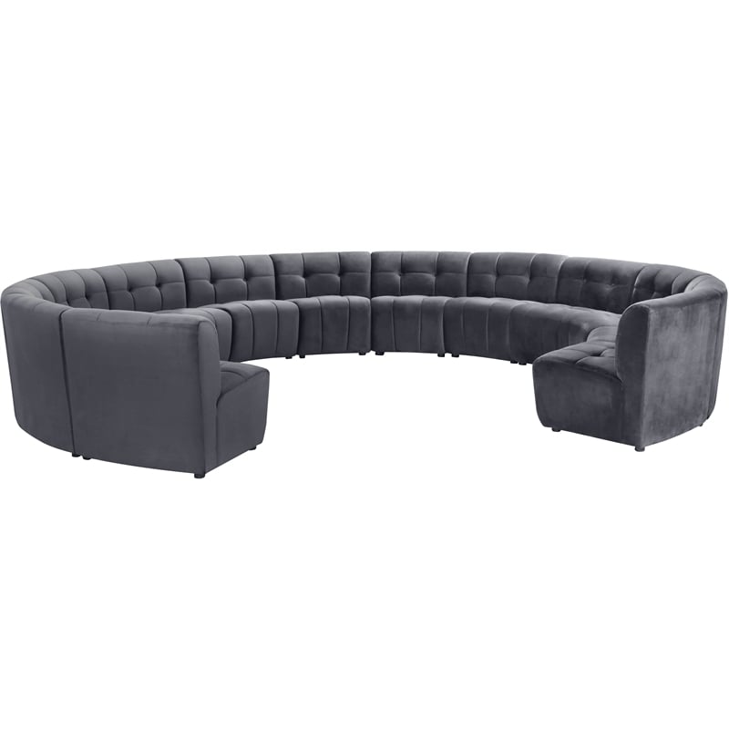 Meridian Furniture Limitless Gray Velvet Modular 13 Piece Sectional