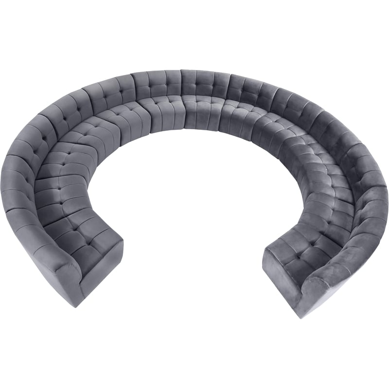 Meridian Furniture Limitless Gray Velvet Modular 13 Piece Sectional