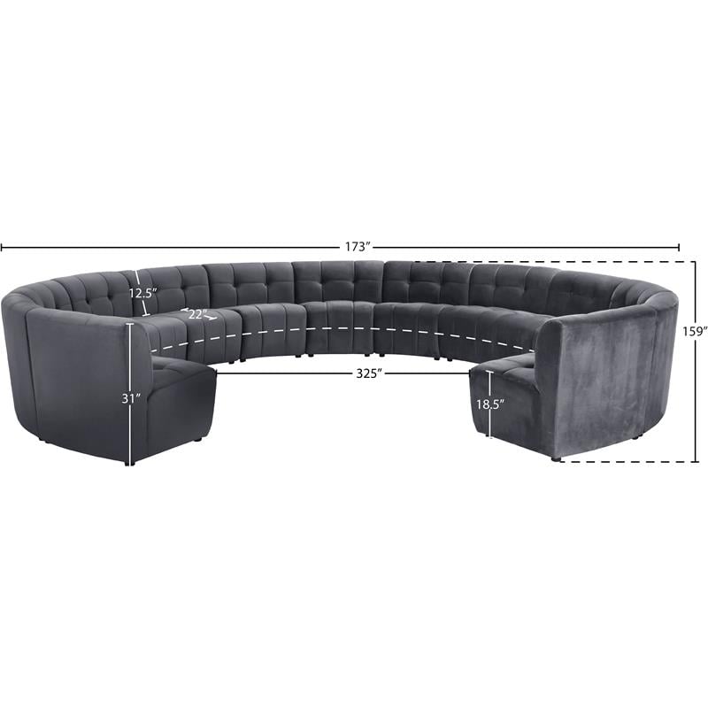 Meridian Furniture Limitless Gray Velvet Modular 13 Piece Sectional