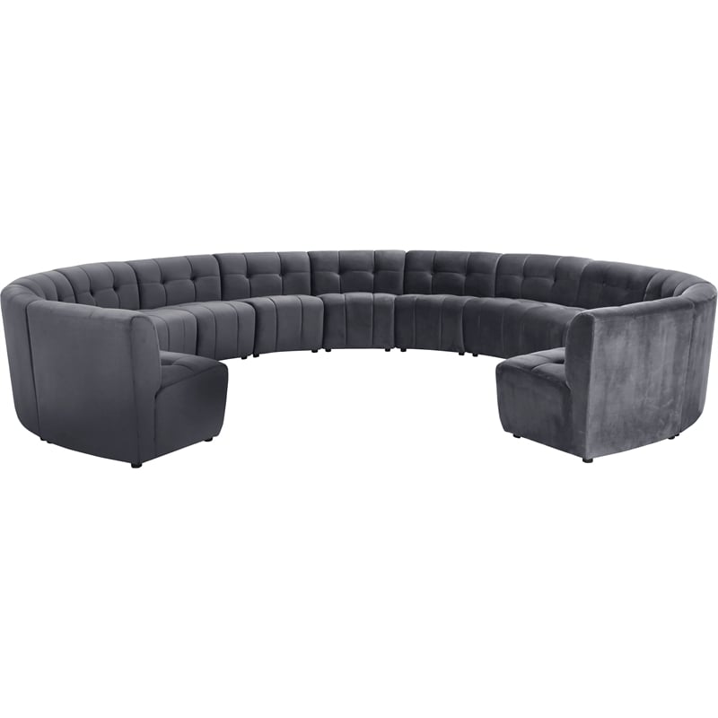 Meridian Furniture Limitless Gray Velvet Modular 13 Piece Sectional