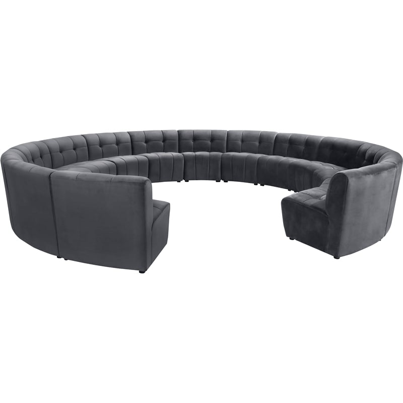 Meridian Furniture Limitless Gray Velvet Modular 14 Piece Sectional