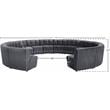 Meridian Furniture Limitless Gray Velvet Modular 14 Piece Sectional