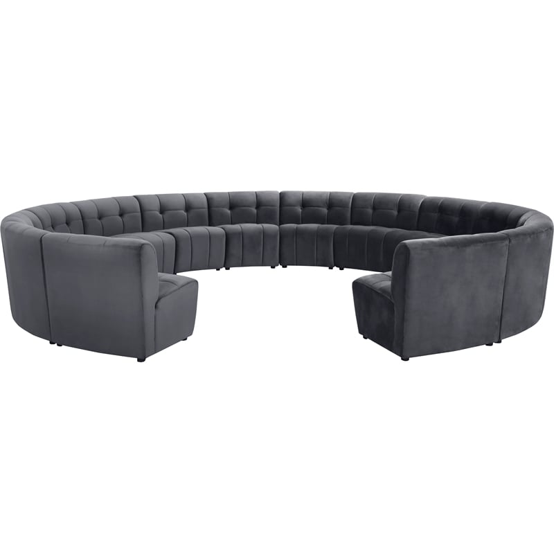 Meridian Furniture Limitless Gray Velvet Modular 14 Piece Sectional