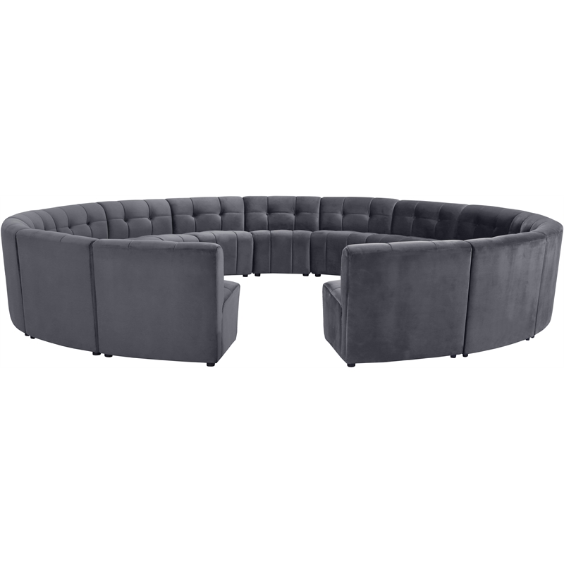 Meridian Furniture Limitless Gray Velvet Modular 15 Piece Sectional