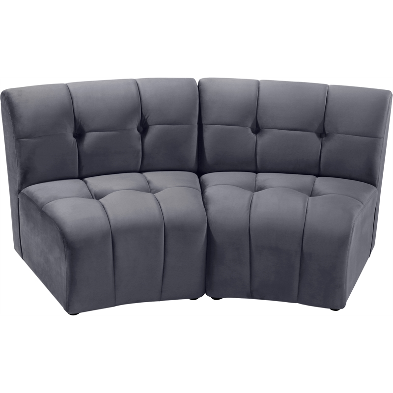 Meridian Furniture Limitless Gray Velvet Modular Loveseat