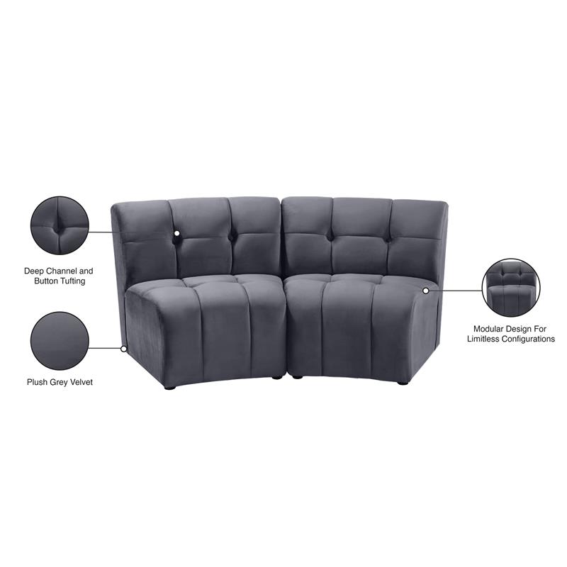 Meridian Furniture Limitless Modular Velvet Loveseat Meridian Furniture Limitless Modular Velvet Loveseat