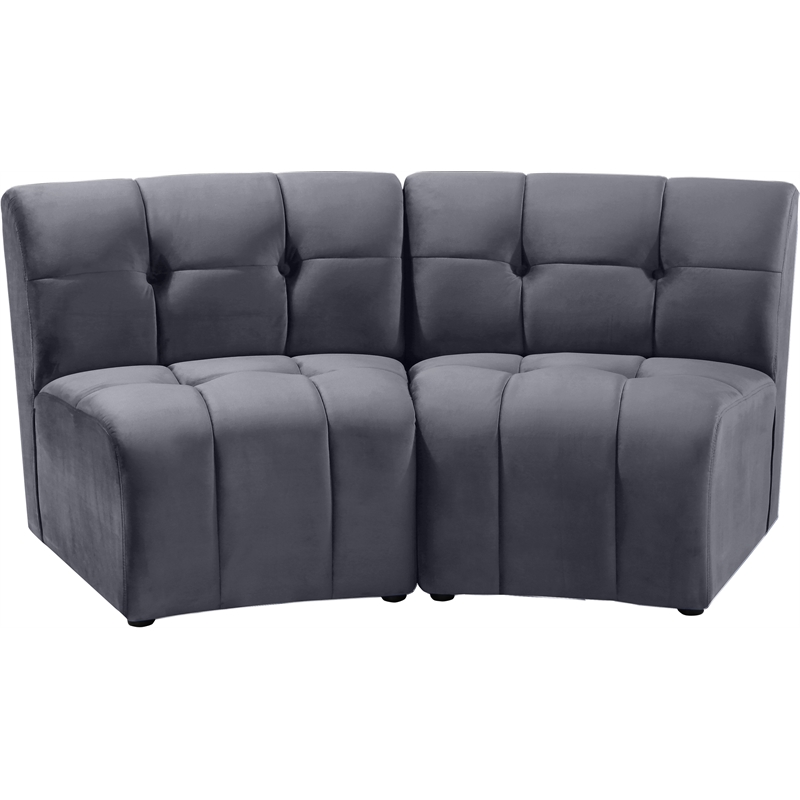 Meridian Furniture Limitless Gray Velvet Modular Loveseat