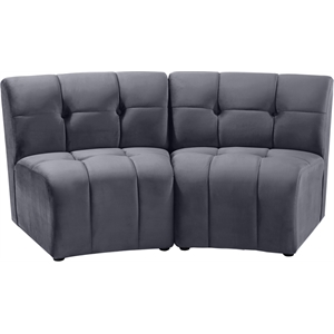 Meridian Furniture Limitless Gray Velvet Modular Loveseat