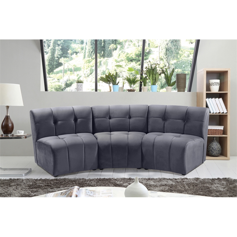Meridian Furniture Limitless Gray Velvet Modular Sofa