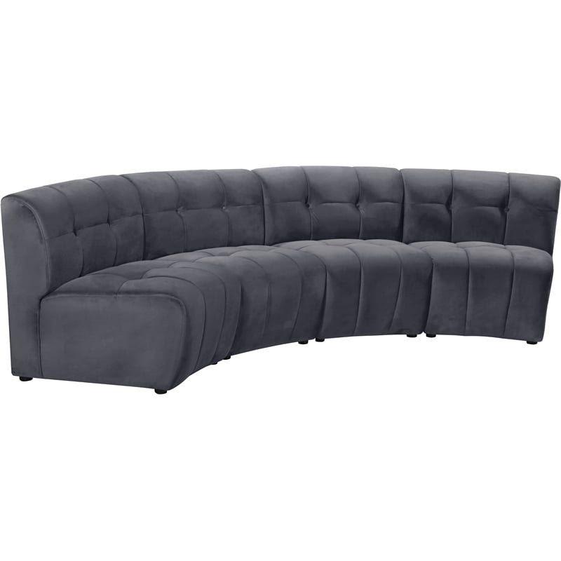 Meridian Furniture Limitless Gray Velvet Modular 4 Piece Sectional