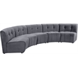 Meridian Furniture Limitless Gray Velvet Modular 5 Piece Sectional