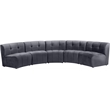 Meridian Furniture Limitless Gray Velvet Modular 5 Piece Sectional