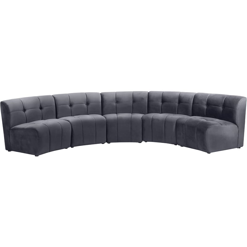 Meridian Furniture Limitless Gray Velvet Modular 5 Piece Sectional