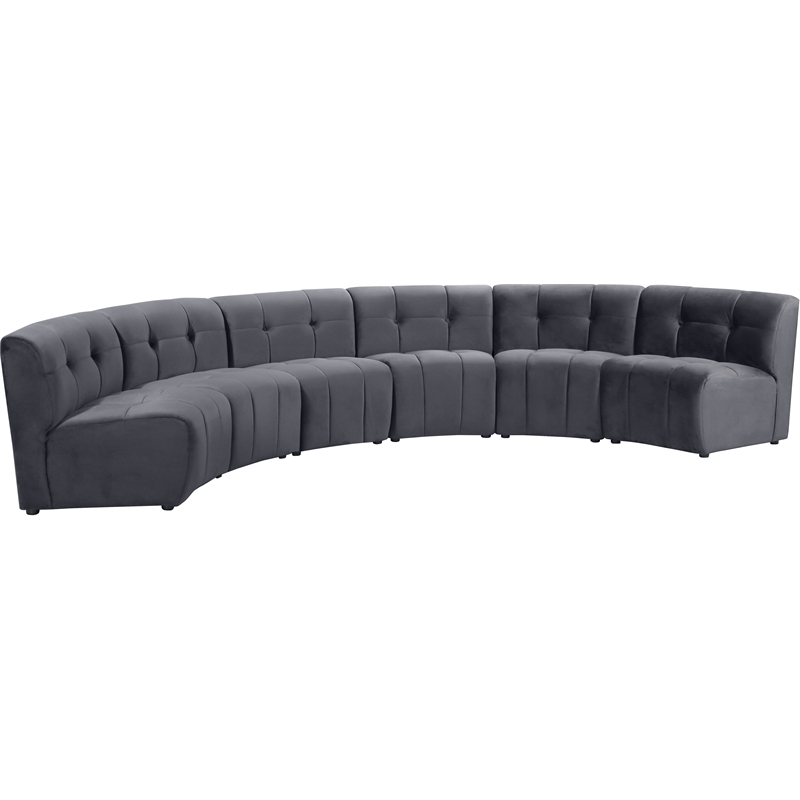 Meridian Furniture Limitless Gray Velvet Modular 6 Piece Sectional