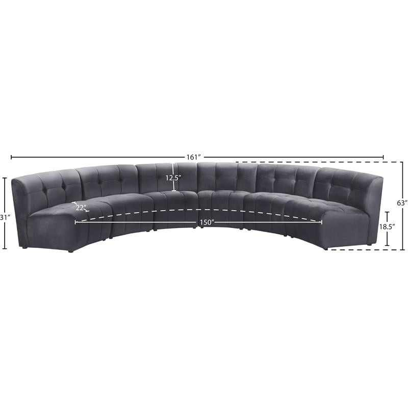 Meridian Furniture Limitless Gray Velvet Modular 6 Piece Sectional