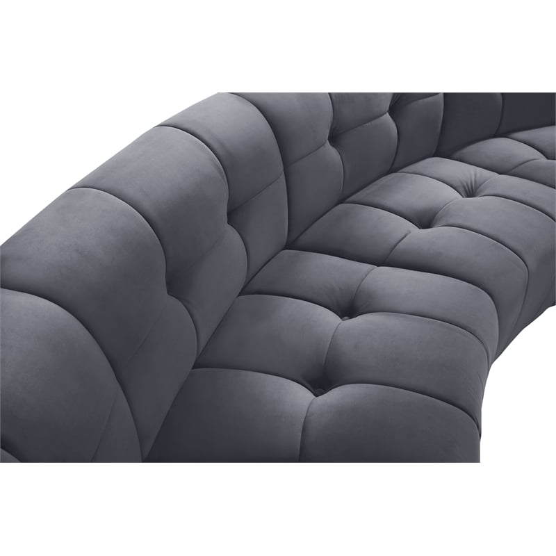 Meridian Furniture Limitless Gray Velvet Modular 7 Piece Sectional