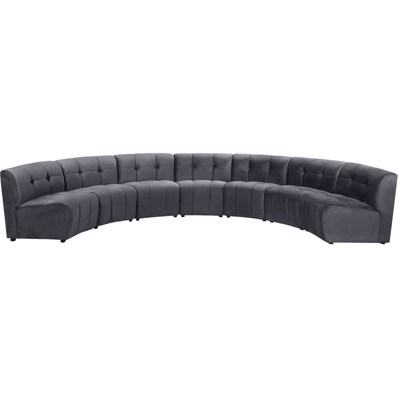 Meridian Furniture Limitless Gray Velvet Modular 7 Piece Sectional