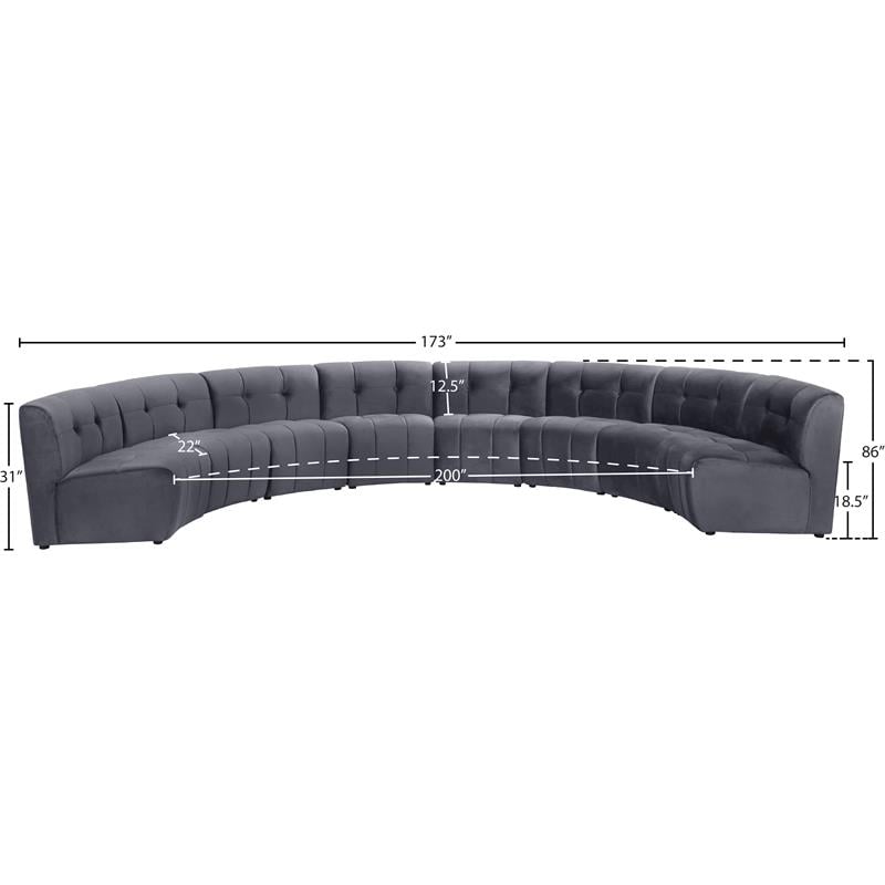 Meridian Furniture Limitless Gray Velvet Modular 8 Piece Sectional