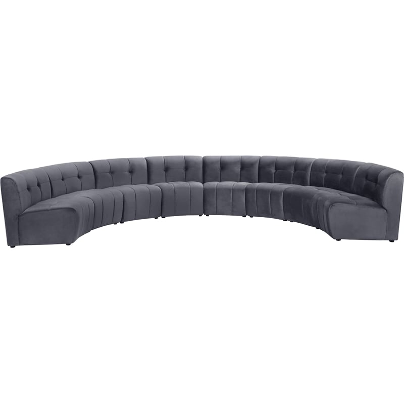Meridian Furniture Limitless Gray Velvet Modular 8 Piece Sectional