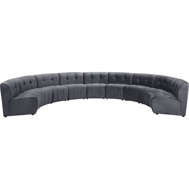 Meridian Furniture Limitless Gray Velvet Modular 9 Piece Sectional