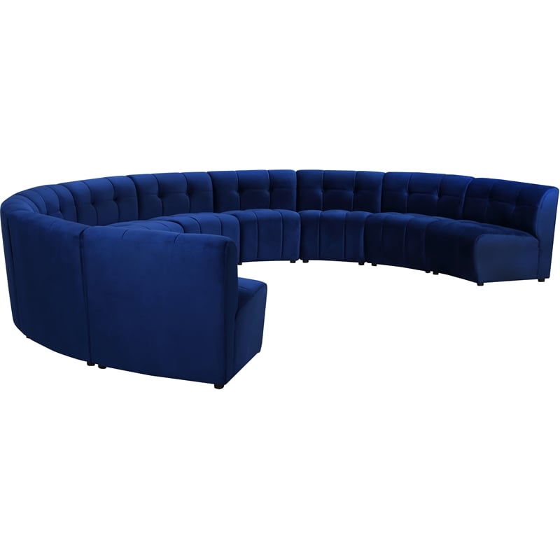Meridian Furniture Limitless Navy Velvet Modular 10 Piece Sectional