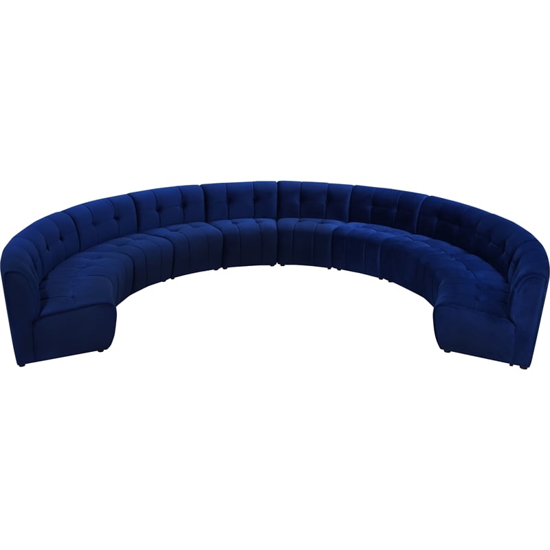 Meridian Furniture Limitless Navy Velvet Modular 10 Piece Sectional