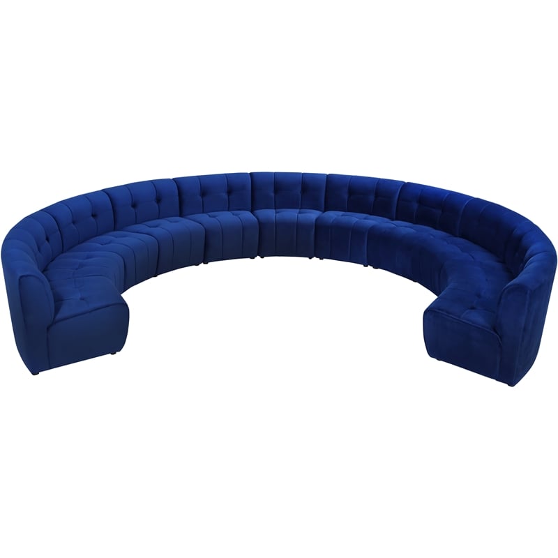 Meridian Furniture Limitless Navy Velvet Modular 11 Piece Sectional