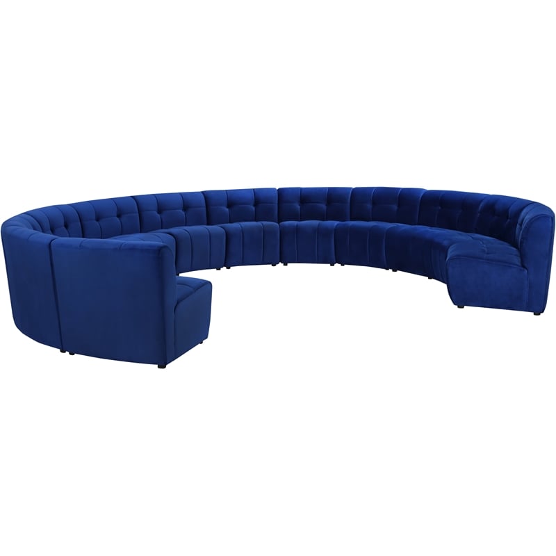Meridian Furniture Limitless Navy Velvet Modular 12 Piece Sectional
