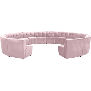 Meridian Furniture Limitless Pink Velvet Modular 14 Piece Sectional