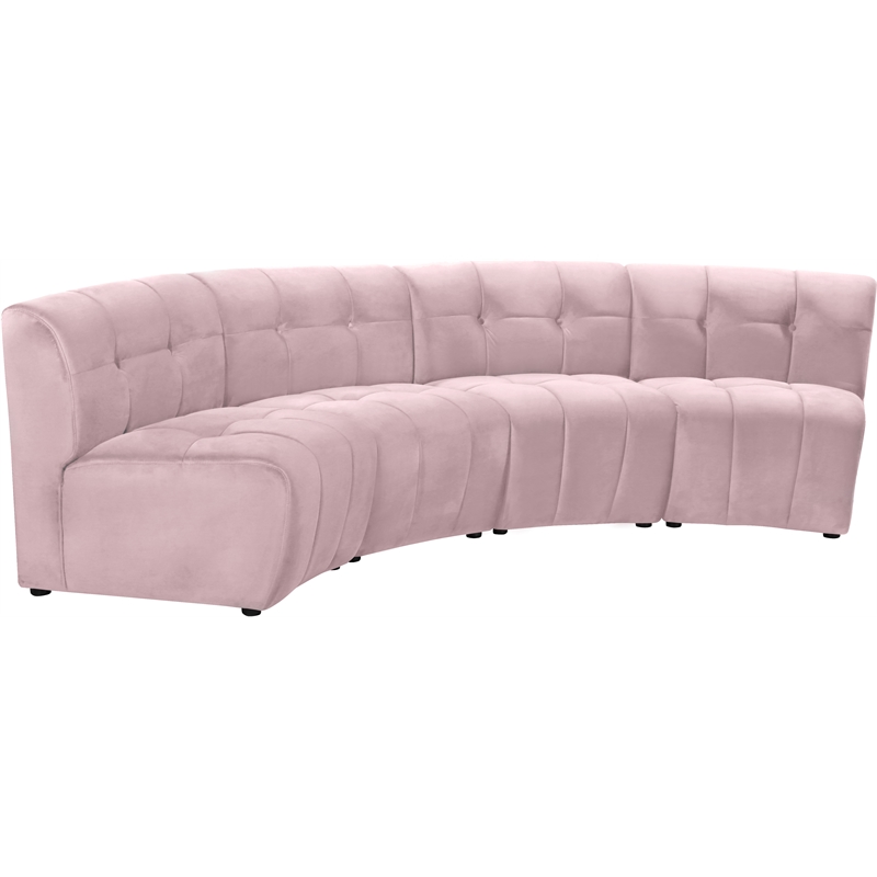 Meridian Furniture Limitless Pink Velvet Modular 4 Piece Sectional