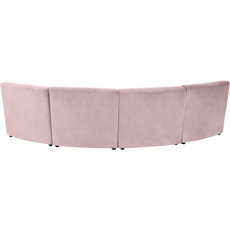 Meridian Furniture Limitless Pink Velvet Modular 4 Piece Sectional