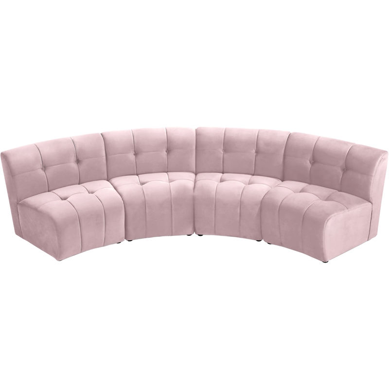 Meridian Furniture Limitless Pink Velvet Modular 4 Piece Sectional